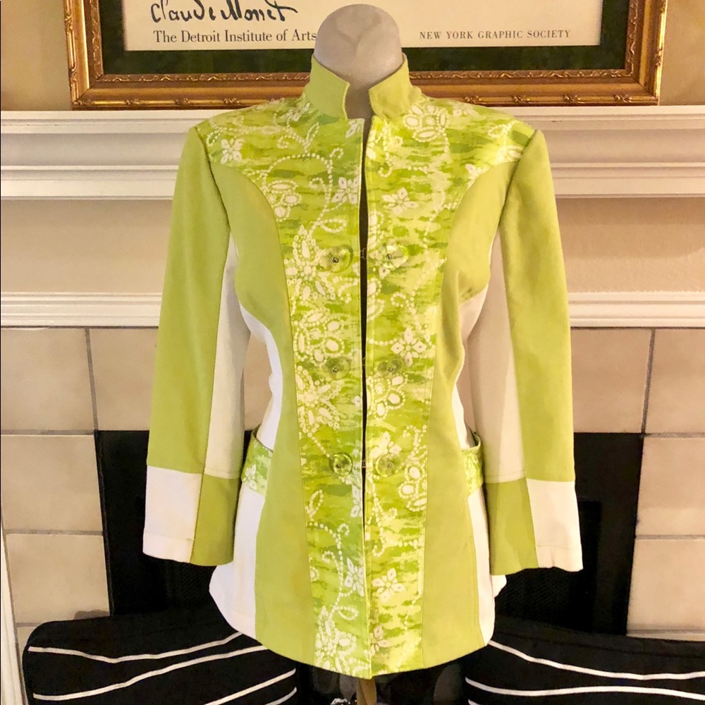 St John Sport Lime Green & White Jacket Blazer M